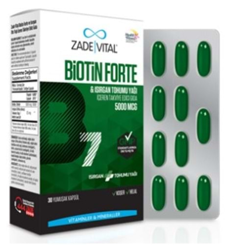 ZADE VİTAL BİOTİN FORTE 5000 MCG 30 YUMUŞAK KAPSÜL