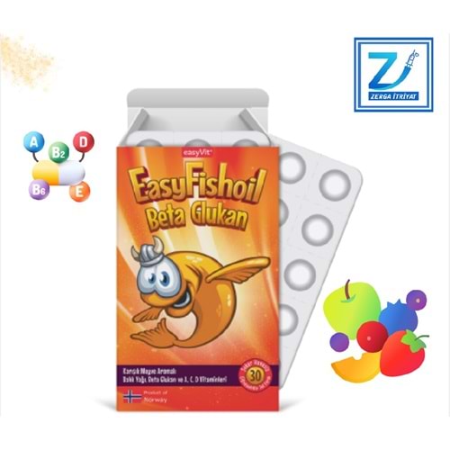 EASYFİSHOİL BETA GLUKAN 30 JEL TABLET KARIŞIK MEYVE AROMALI