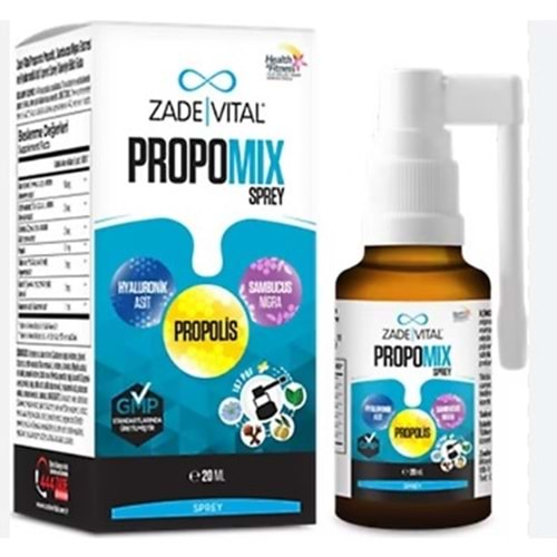 ZADE VİTAL PROMİX SPREY 20 ML ( HYALURONİK ASİT PROPOLİS & SAMBUCUS NİGRA )