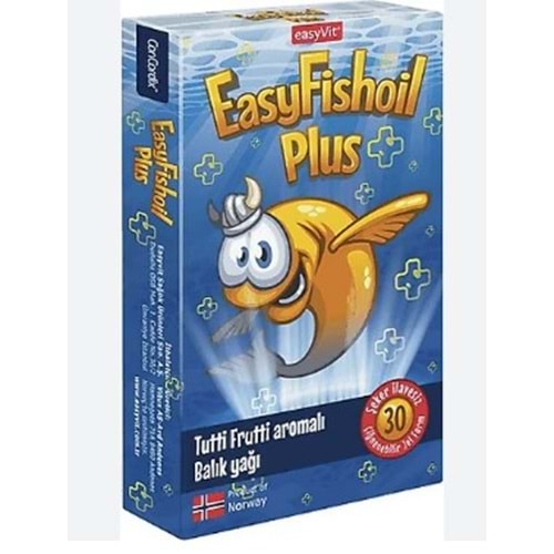 EASYFİSHOİL PLUS OMEGA 3 ÇİĞNENEBİLİR JEL FORM 30 TABLET KARIŞIK MEYVE AROMALI