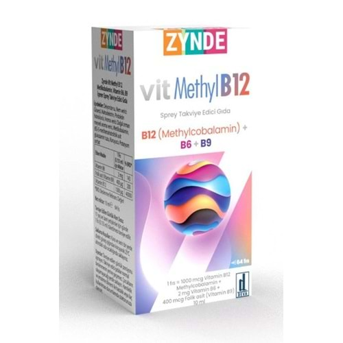 ZYNDE VİT METHYL B12 METİLKOBALAMİN VİTAMİN B6+B9 İÇEREN SPREY