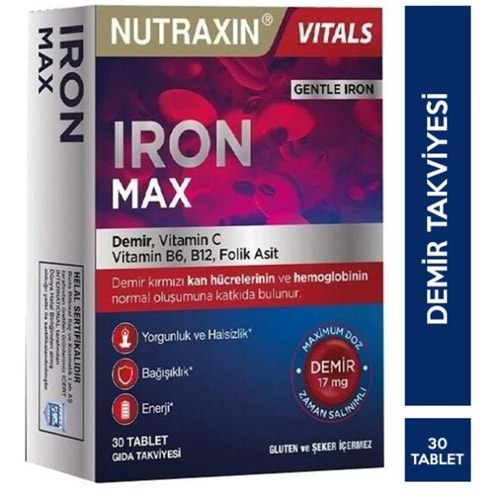 NUTRAXİN İRON MAX 17 MG 30 TABLET