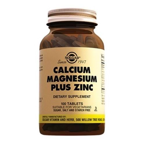 SOLGAR CALCİUM MAGNESİUM PLUS ZİNC 100 TAB