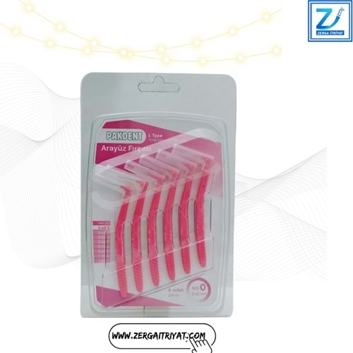 PAKDENT ARAYÜZ FIRÇASI 0,40 MM 6 LI PAKET ( L TYPE ) NO : 0 PEMBE