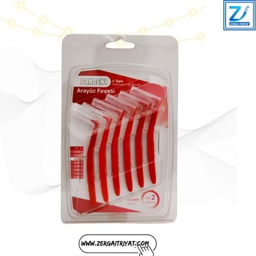 PAKDENT ARAYÜZ FIRÇASI 0,50 MM 6 LI PAKET ( L TYPE ) NO : 2 KIRMIZI