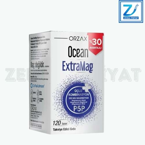 OCEAN EXTRAMAG MAGNEZYUM ÜÇLÜ KOMBİNASYON 120 TABLET