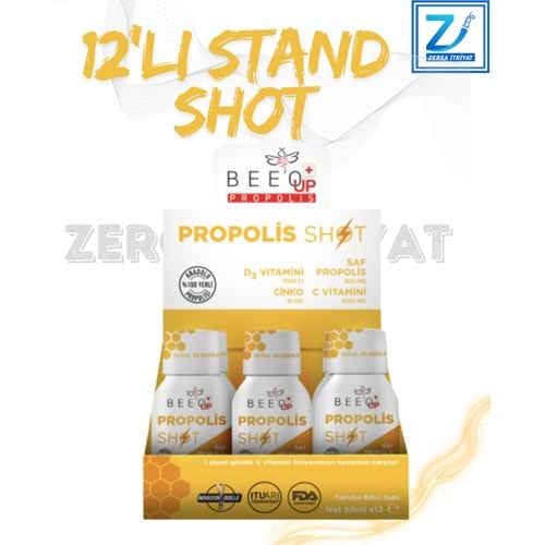 BEEOUP PROPOLİS ÇİNKO+D3 SHOT 50 ML 12 Lİ STAND