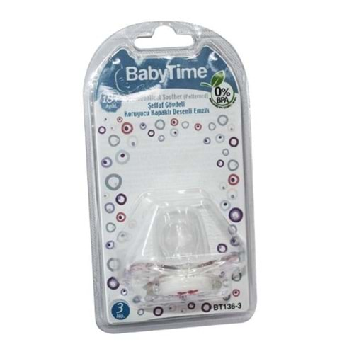 BABY TİME DAMAKLI ŞEFFAF KAPAKLI DESENLİ EMZİK NO:3 BT136