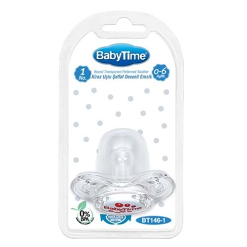 BABY TİME KİRAZ UÇLU ŞEFFAF DESENLİ EMZİK NO:1 BT146