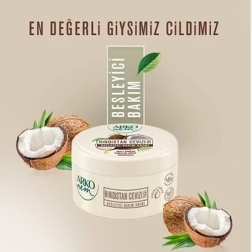 ARKO NEM DEĞERLİ YAĞLAR HİNDİSTAN CEVİZİ YAĞI 250 ML ( NEMLENDİRİCİ)EL VE VÜCUT KREMİ )