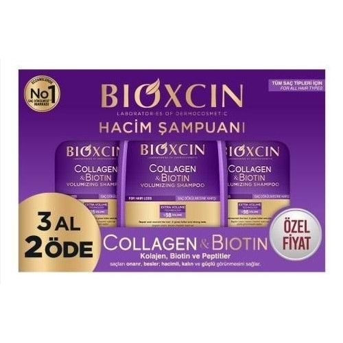 BİOXCIN COLLAGEN & BİOTİN HACİM ŞAMPUANI 300 ML 3 AL 2 ÖDE KOFRE PAKET