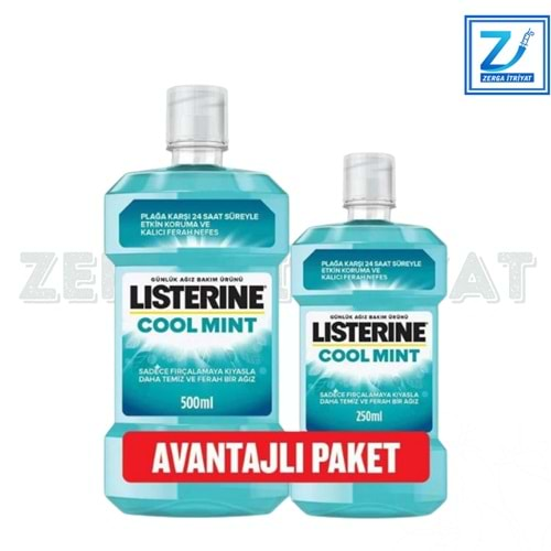 LİSTERİNE COOL MİNT NANE AROMALI 500 ML + COOL MİNT NANE 250 ML AYRILABİLİR KOFRE PAKET