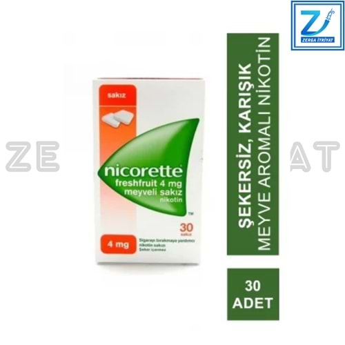 NİCORETTE MEYVELİ NİKOTİN SAKIZI 4 MG 30 SAKIZ