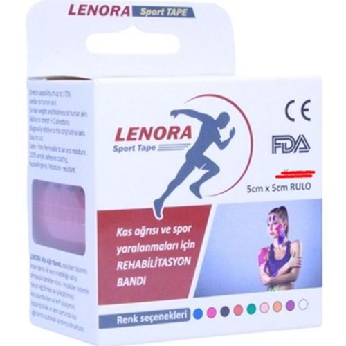 LENORA KİNESİYOLOJİ BANDI 5 CM X 5 M AĞRI BANDI ( MOR )