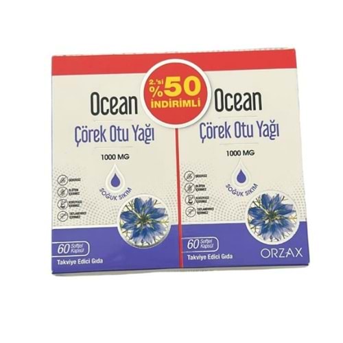 OCEAN ÇÖREK OTU YAĞI 1000 MG 60 KAPSÜL - 2.'Sİ %50 İNDİRİM