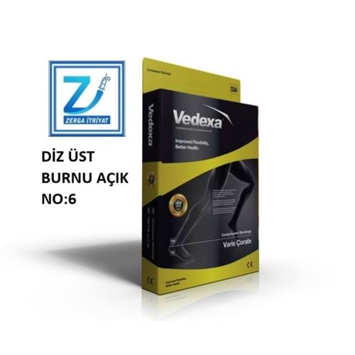 VEDEXA VARİS ÇORABI DİZ ÜSTÜ BURNU AÇIK NO:6