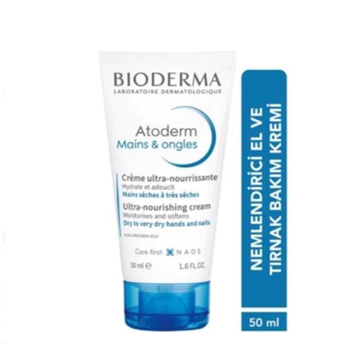 BİODERMA ATODERM HAND&NAİL CREAM 50 ML ( KURU VE YIPRANMIŞ TIRNAKLAR İÇİN BESLEYİCİ BAKIM KREMİ )