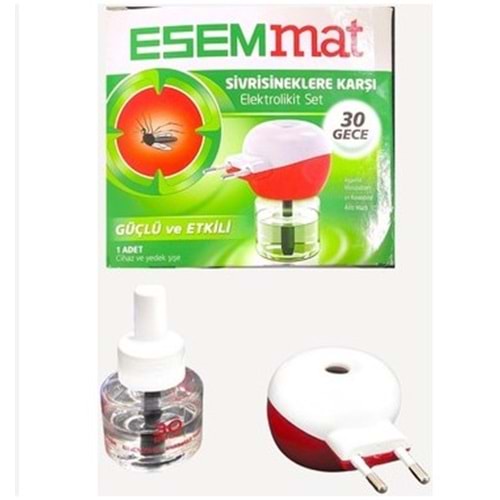 ESEMMAT KABLOSUZ ELEKTROLİKİT SET 30 GECE + YEDEK SİVRİSİNEKLERE KARŞI