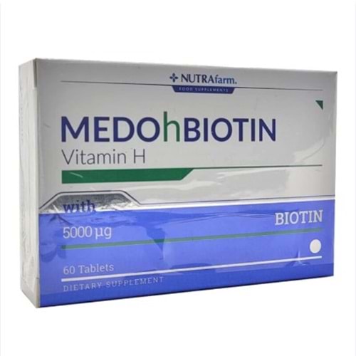 MEDOHBİOTİN 5 MG 60 TABLET GÜÇLÜ SAÇ CİLT VE TIRNAKLAR İÇİN TAKVİYE EDİCİ GIDA