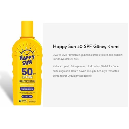 MRC PHARMA HAPPYSUN SPF 50 GÜNEŞ KREMİ LOTİON SÜTÜ 200 ML