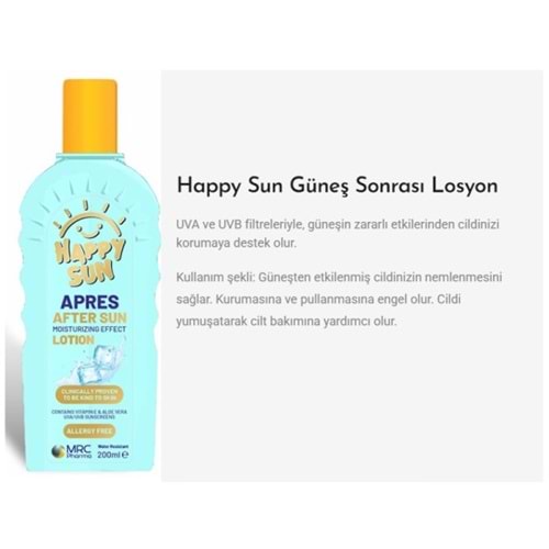 MRC PHARMA HAPPYSUN APRESAFTER SUN LOSYON 200 ML GÜNEŞ KREMİ