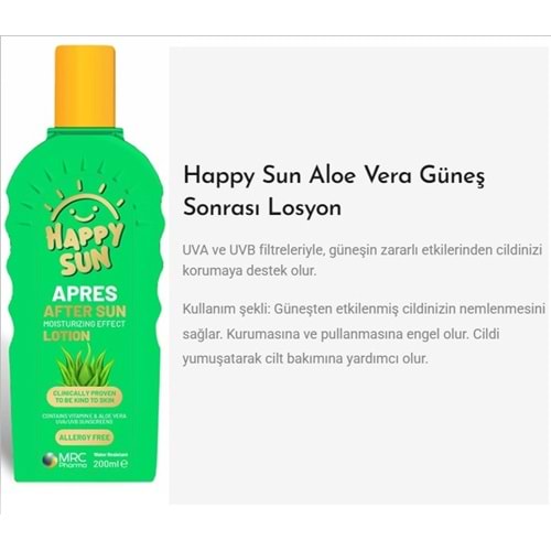 MRC PHARMA HAPPYSUN ALOVERA JEL GÜNEŞ SONRASI GÜNEŞ KREMİ 200ML