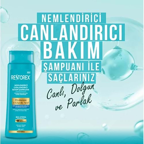 RESTOREX HYALURONİC GLYCOLİC ACİD ŞAMPUAN 500 ML ( NEMLENDİRİCİ VE BAKIM )