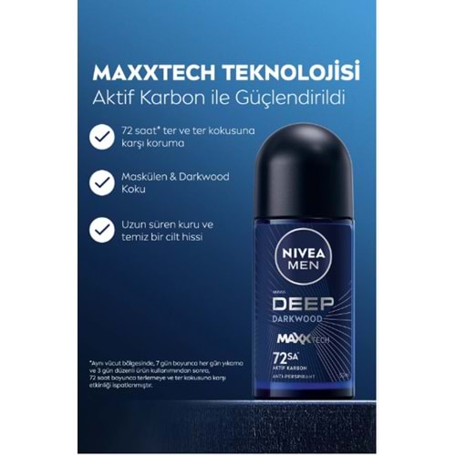NİVEA ROLL-ON DEODORANT DEEP DİMENSİON FOR MEN 50 ML