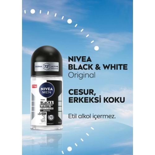 NİVEA BLACK & WHİTE İNVİSİBLE ROLL-ON FORMEN ORİJİNAL 50 ML