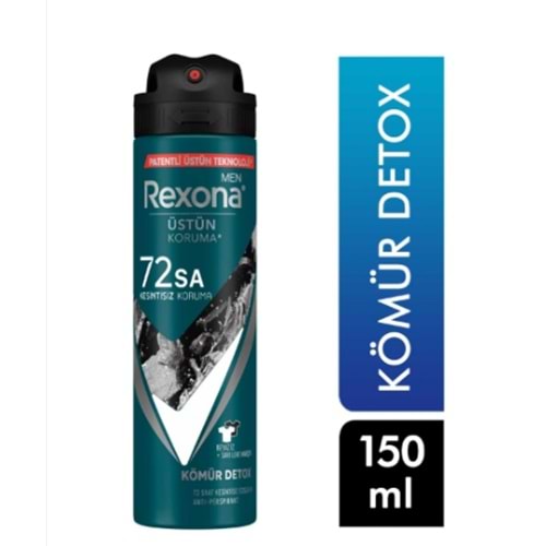 REXONA MEN KÖMÜR DETOX 72 SAAT ÜSTÜN KORUMA DEODORANT 150 ML ( SPREY )