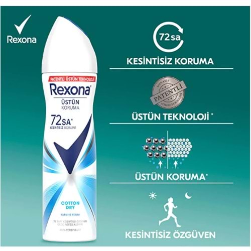 REXONA WOMEN SPREY DEODORANT COTTON DRY ANTİPERSPİRANT 150 ML