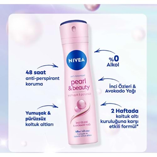 NİVEA PEARL & BEAUTY BAYAN DEODORANT 150 ML ( SPREY )