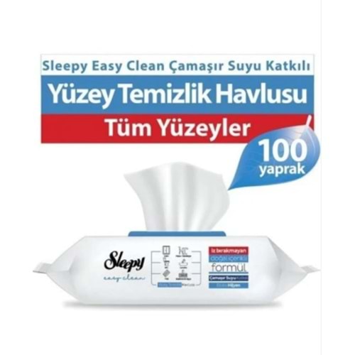 SLEEPY EASY CLEAN ÇAMAŞIR SUYU KATKILI YÜZEY TEMİZLEME HAVLUSU 100 LÜ