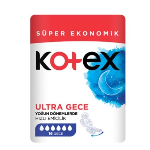 KOTEX SÜPER EKONOMİK ULTRA GECE HİJYENİK PED 16 LI