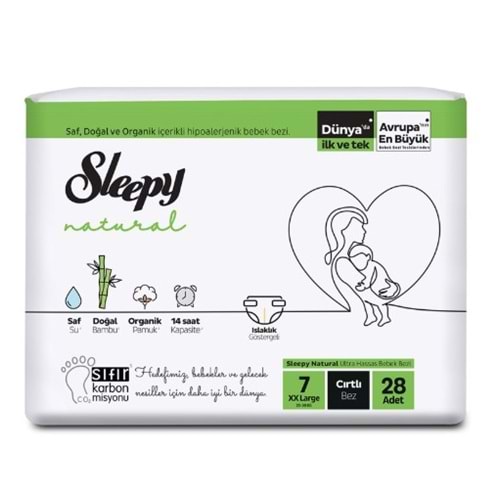SLEEPY BİO NATURAL BEBEK BEZİ JUMBO NO: 7 XXLARGE 28'Lİ