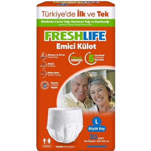 FRESHLİFE EMİCİ KÜLOTLU HASTA BEZİ LARGE 30 ADET