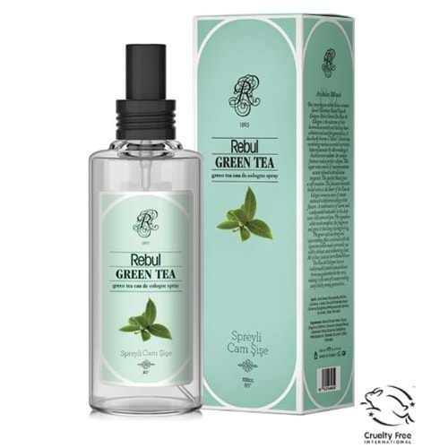REBUL GREEN TEA (YEŞİL ÇAY KOKUSU) CAM ŞİŞE SPREYLİ KOLONYA 100 ML