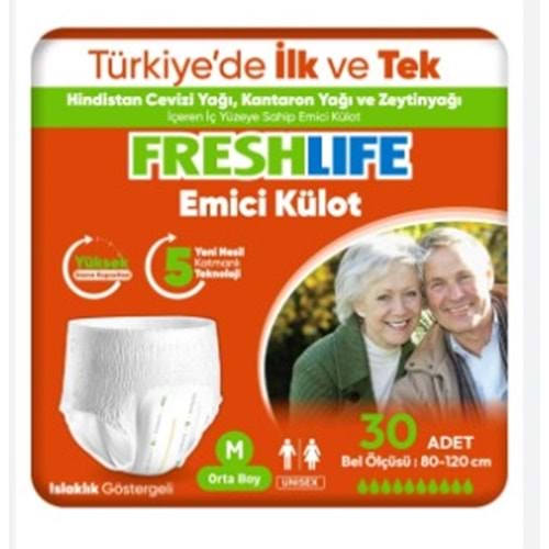 FRESHLİFE EMİCİ KÜLOT HASTA BEZİ MEDİUM 30'LU