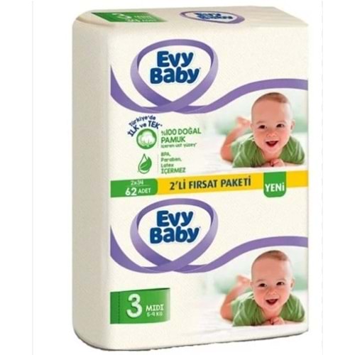 EVY BABY ÇOCUK BEZİ NO:3 62 ADET
