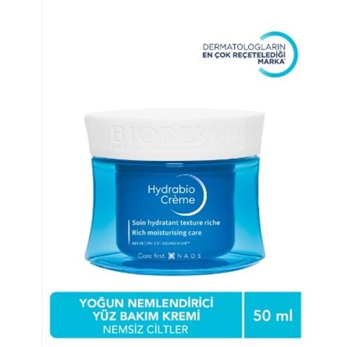 BİODERMA HYDRABİO CREAM HYALÜRONİK ASİT NİASİNAMİD E VİTAMİNİ İÇEREN YOĞUN NEMLENDİRİCİ YÜZ BAKIM KREMİ 50 ML