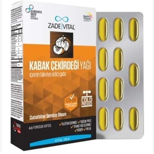 ZADE VİTAL KABAK ÇEKİRDEĞİ YAĞI 320 MG 60 YUMUŞAK KAPSÜL
