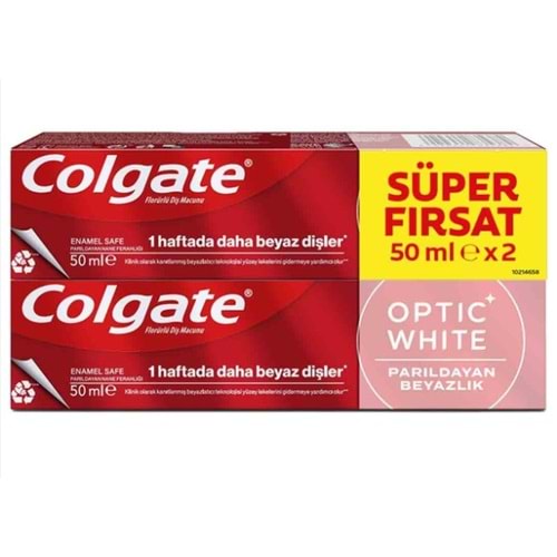 COLGATE OPTİK WHİTE DİŞ MACUNU 50 ML+50 ML 2 Lİ FIRSAT PAKETİ