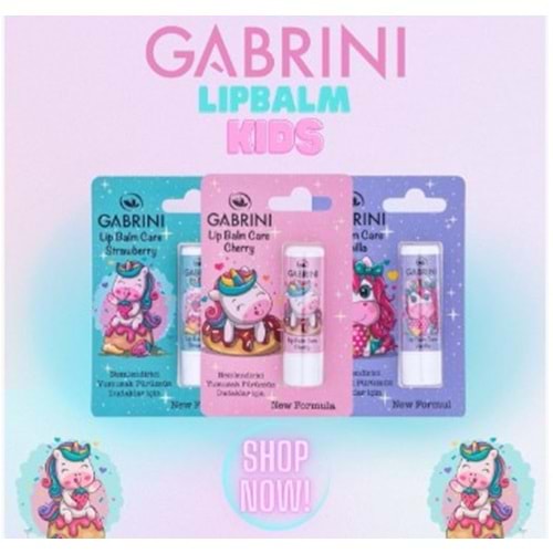 GABRİNİ KİDS DUDAK NEMLENDİRİ 24 LÜ KARIŞIK STAND BÖĞÜRTLEN-ÇİLEK-PAMUK ŞEKERİ-KARIŞIK MEYVE