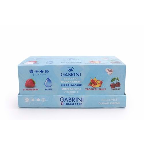 GABRİNİ DUDAK NEMLENDİRİCİSİ 24 LÜ KARIŞIK STAND ÇİLEK-VİTAMİN E -KARIŞIK MEYVE-KİRAZ