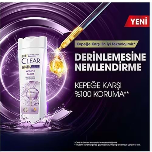 CLEAR WOMEN ŞAMPUAN KOMPLE BAKIM 350 ML ( KEPEĞE KARŞI ETKİLİ )