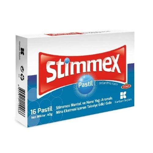 STİMMEX 16 PASTİL MENTOL VE NANE AROMALI MİRA EKSTRESİ İÇERİR
