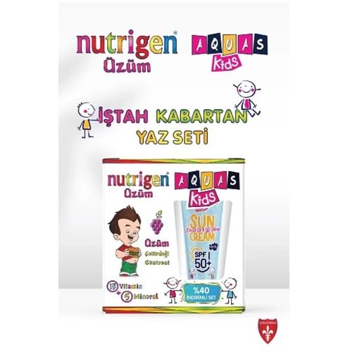 NUTRİGEN ÜZÜM PEDİATRİK ŞURUP 200 ML + AQUA KİDS SPF50+ SUNCREAM 100 ML