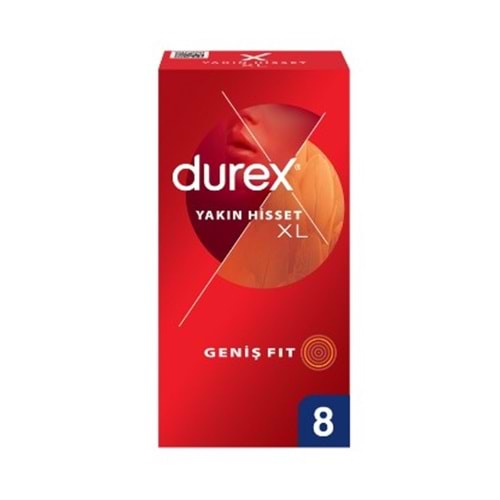 DUREX YAKIN HİSSET PREZERVATİF XLARGE GENİŞ FİT 8'Lİ