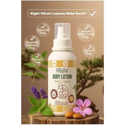RIGHT DOĞAL KORUYUCU VÜCUT NEMLENDİRİCİ SPREY LOSYONU (VEGAN & DOĞAL BİTKİ ÖZLÜ)