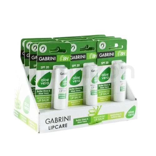 GABRİNİ LİPCARE ALOE VERA SPF20 DUDAK NEMLENDİRİCİSİ 24 LÜ STANT